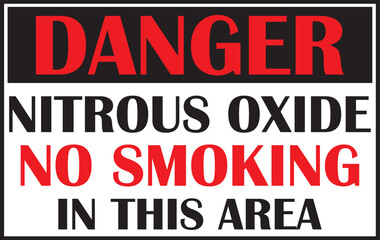 Fototapeta na wymiar Nitrous oxide no smoking in this area warning sign vector, nitrous oxide warning, nitrous oxide warning sign eps