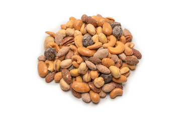  A group of almonds, pistachios, walnuts, macadamia, cashews.