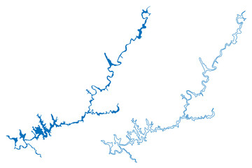 Lake Powell Reservoir (United States of America, North America, us, usa, Utah and Arizona) map vector illustration, scribble sketch Glen Canyon Dam map - obrazy, fototapety, plakaty