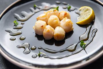 sea scallop fresh seafood fried meal food snack on the table copy space food background rustic top view