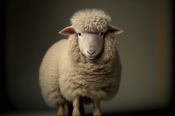 Close up portrait of a cute sheep ready to have its wool shorn. AI generative
