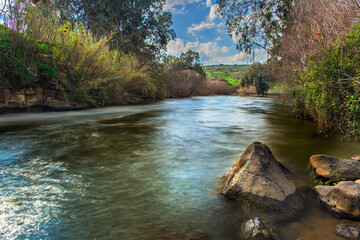 Jordan river stream clear blue sky