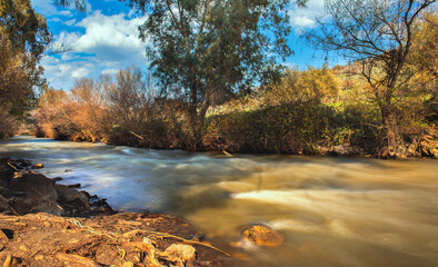 Jordan river stream clear blue sky