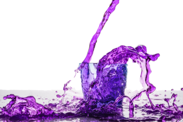 purple water splash isolated on transparent background
