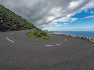 Wide angle of spectacular u-shape curved road