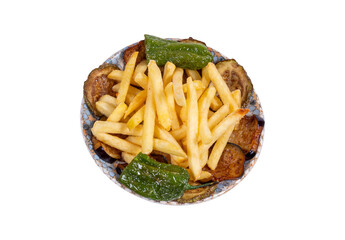 french fries on isolated white background