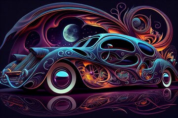 Obraz premium Big Vintage Car - Generative AI
