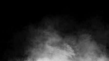 Fototapeta premium Overlays fog isolated on black background. Paranormal black and white mystic smoke, clouds for movie scenes.