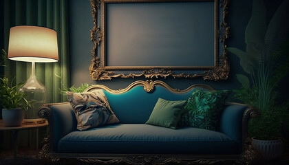 living room interior with a sofa luxury interior of a room wall art mockup