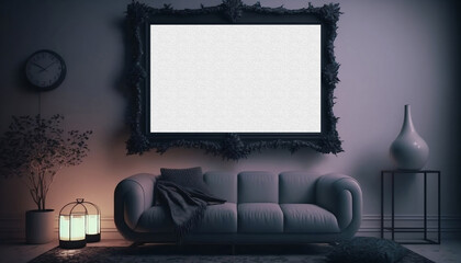 room with a frame interior of a room wall art mockup