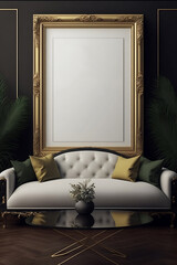 modern living room with sofa interior of a room wall art mockup
