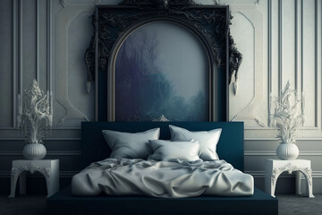 interior of a luxe bedroom interior of a room wall art mockup
