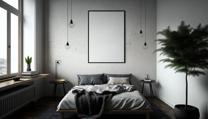 interior of a bedroom interior of a room wall art mockup