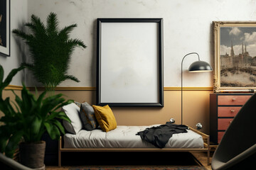 bedroom interior of a room wall art mockup