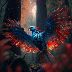 blue and red phoenix