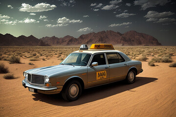 Obraz premium taxi in the middle of a desert