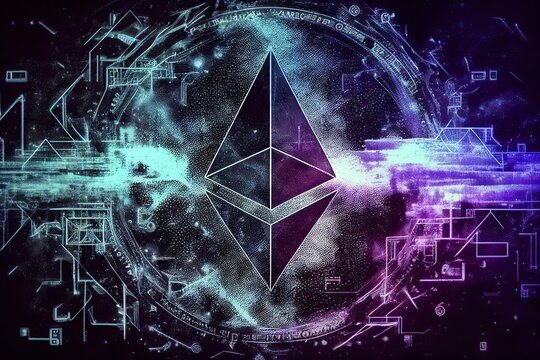 New York, USA - 9 February 2023: Ethereum ETH logo symbol, Illustrative Editorial