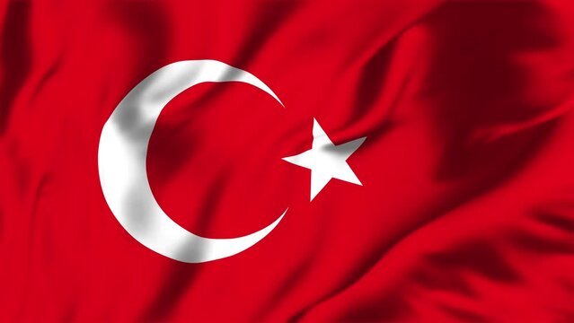 Türkiye waving flag, Flag of Turkey Animation, Turkey Flag Closeup, 4k Turkish Flag Waving Animation, Türkiye flag video waving in wind seamless loop.