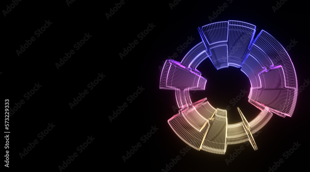 Poster futuristic colorful sphere of lines. network connection big data. abstract technology background. pl