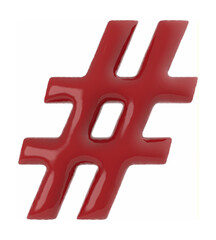 hashtag symbol rough edge sliced font isolated - 3d rendering