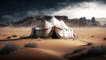 Tent in the desert - obrazy, fototapety, plakaty
