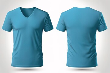 Blank V-neck tshirt for men template, blue color shirt