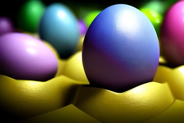 Naklejka na ściany i meble Multicolored Easter eggs. Religious catholic holiday in spring.