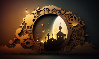 Islamic greeting Eid Mubarak cards for Muslim Holidays.Eid-Ul-Adha festival celebration.Arabic Ramadan Lantern
