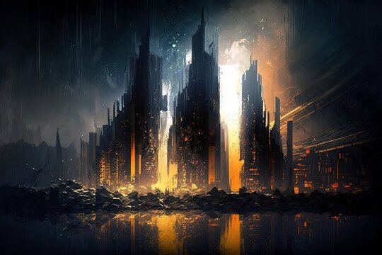 Abstract apocaliptic city, Generative AI