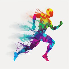 Fototapeta na wymiar running athlete silhouette drawing watercolor paint Generative AI