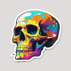 skull drawing watercolor paint Generative AI