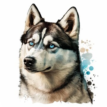 dog portrait shepherd watercolor paint Generative AI