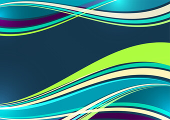 Bright overlapping flowing stripes and lines. Modern design. Vector