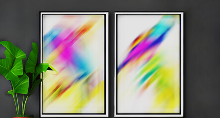  AI generated and PS overaltered Interior with abstract art painting pictures