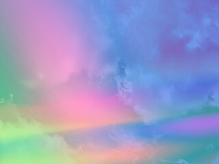 beauty sweet pastel pink green  colorful with fluffy clouds on sky. multi color rainbow image....