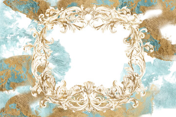 Antique gold foil frame backdrop, luxury ornate blank