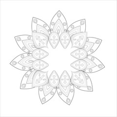 Printable Decorative Doodle flowers in black and white for coloring book, cover or background. Hand drawn sketch for adult anti stress coloring page vector.