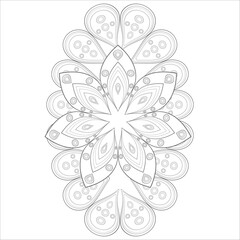 Printable Decorative Doodle flowers in black and white for coloring book, cover or background. Hand drawn sketch for adult anti stress coloring page vector.