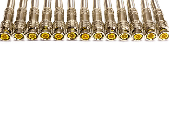 video coaxial cctv bnc connector on white background