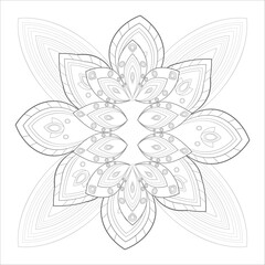 Printable Decorative Doodle flowers in black and white for coloring book, cover or background. Hand drawn sketch for adult anti stress coloring page vector.
