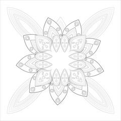 Printable Decorative Doodle flowers in black and white for coloring book, cover or background. Hand drawn sketch for adult anti stress coloring page vector.