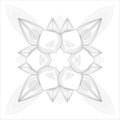 Printable Decorative Doodle flowers in black and white for coloring book, cover or background. Hand drawn sketch for adult anti stress coloring page vector.