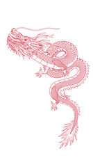 Vector line illustration of East Asian Chinese dragon