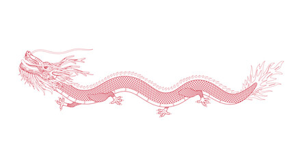 Vector line illustration of East Asian Chinese dragon © kody_king