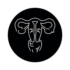 Endometrial hyperplasia color line icon. Gynecology problem