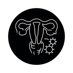 Infectious diseases uterus color line icon. Gynecology problem