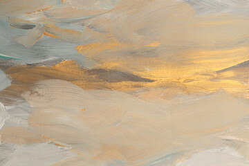 Art modern oil and Acrylic smear blot painting wall. Abstract texture beige, gold color stain brushstroke background.