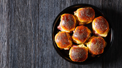 Hawaiian Ham and Swiss Sliders in baking dish