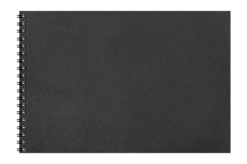 spiral notebook, hard black cover small.isolated.