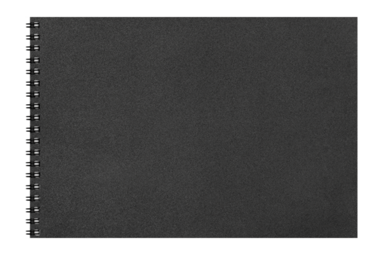 spiral notebook, hard black cover small.isolated.